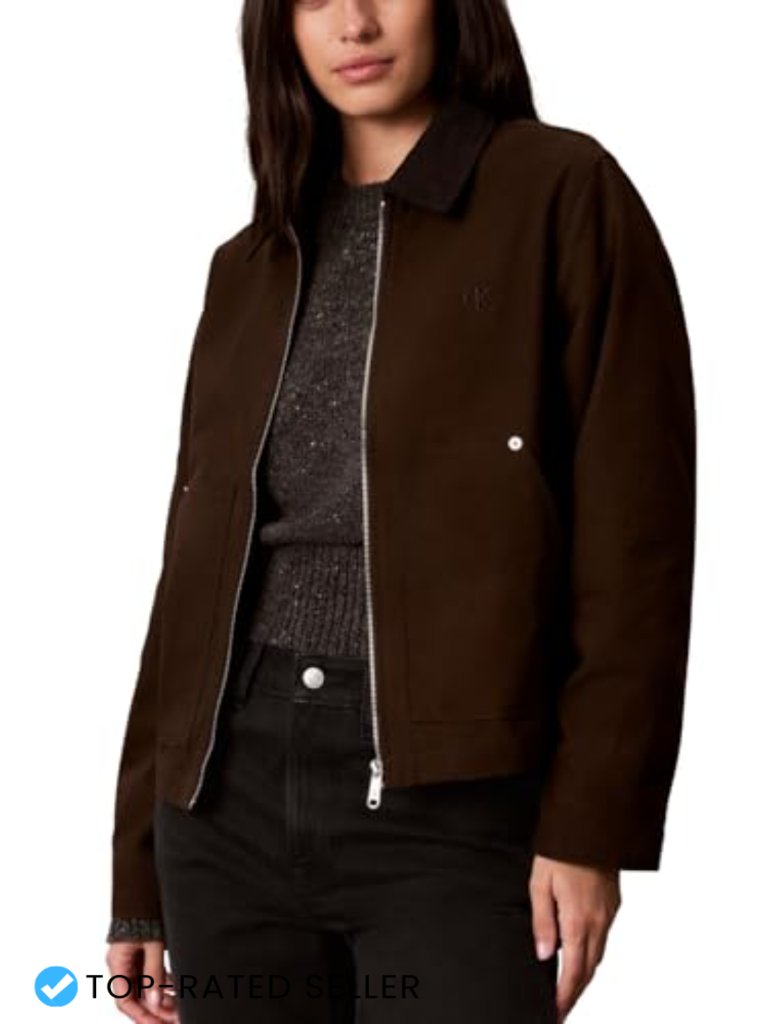 Calvin Klein Women's Twill Utility Jacket Cotton Classic Fit Zip Up